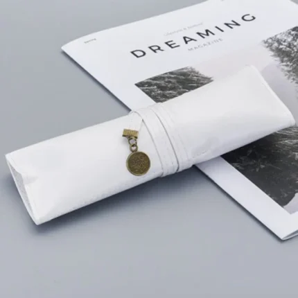 스웨이드 가죽 펜슬 케이스(흰색) / 고급 펜 파우치 필통