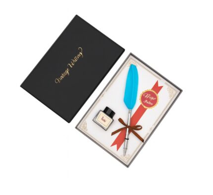 엔틱 깃털 만년필(하늘색) / 클래식 추억 잉크펜 선물