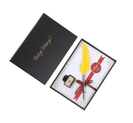 엔틱 깃털 만년필(노란색) / 클래식 추억 잉크펜 선물